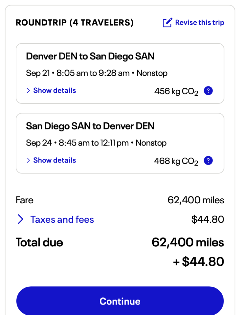 Screenshot United flights